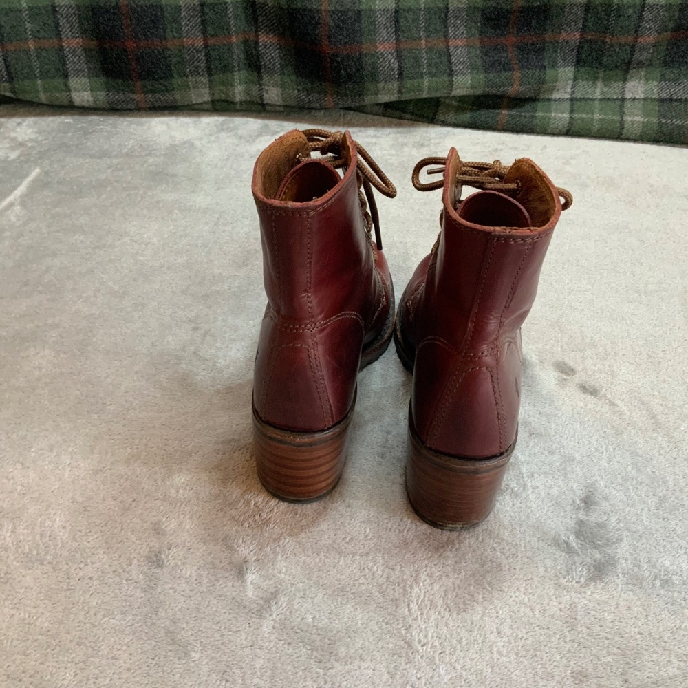 Vintage Frye Mahogany Leather Lace Up Combat Boots Vibram Sole Made in USA 7 M - Picture 3 of 8